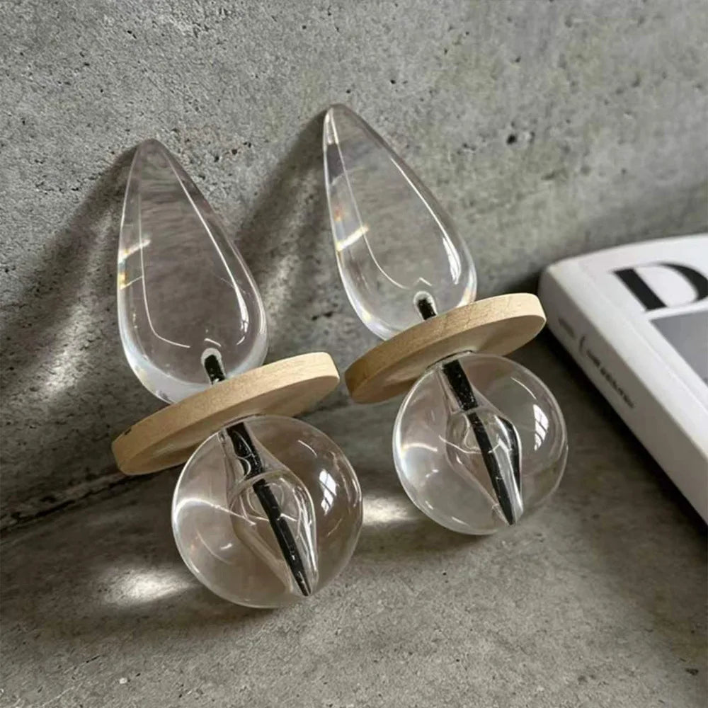 Dangle Earrings – Water Drop Ball – Glass – Transparent | KIMLUD