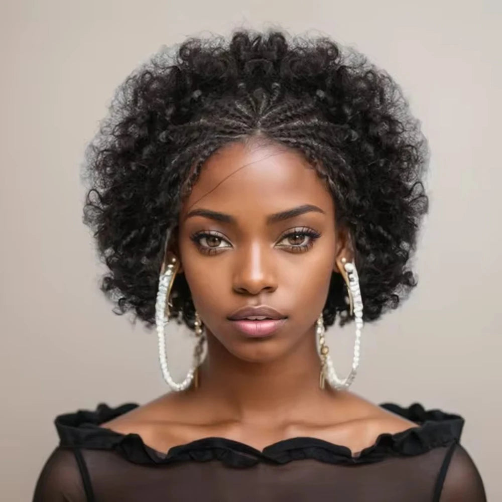 Lace Front Wig – Afro Puff Kinky Curly 13x4 – 98% Human Hair | KIMLUD