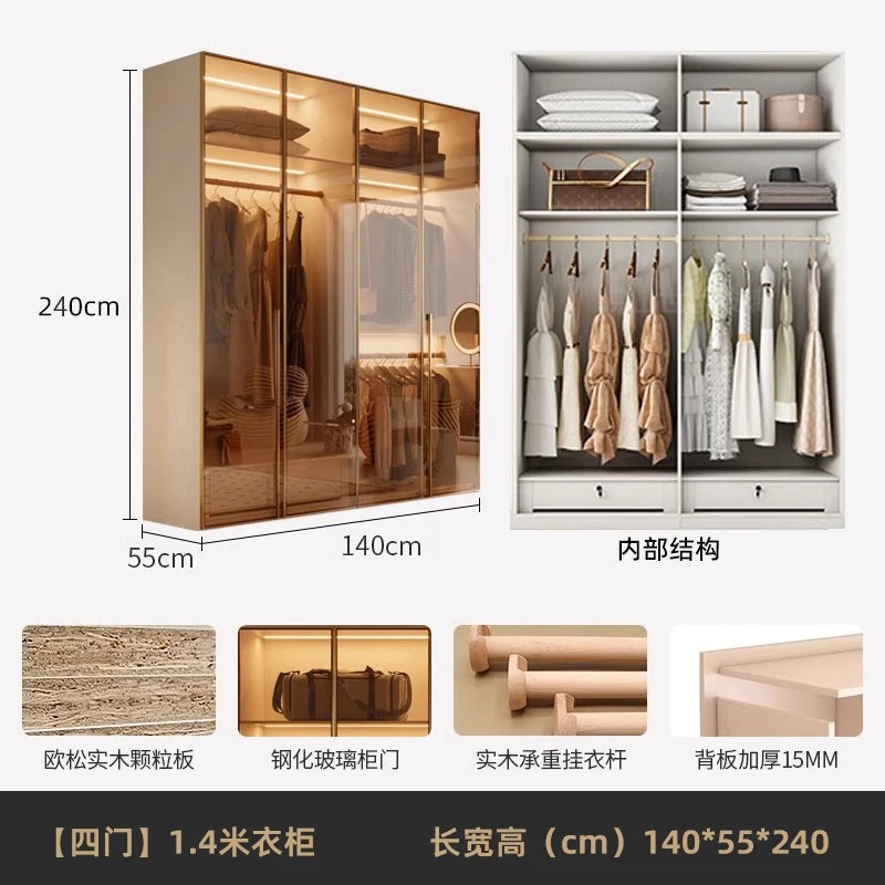 Fabric Open Closet Display Wooden Minimalist Modern Wardrobe Jewelry Cube Modular Wearable Storage Guarda Roupa Salon Furniture