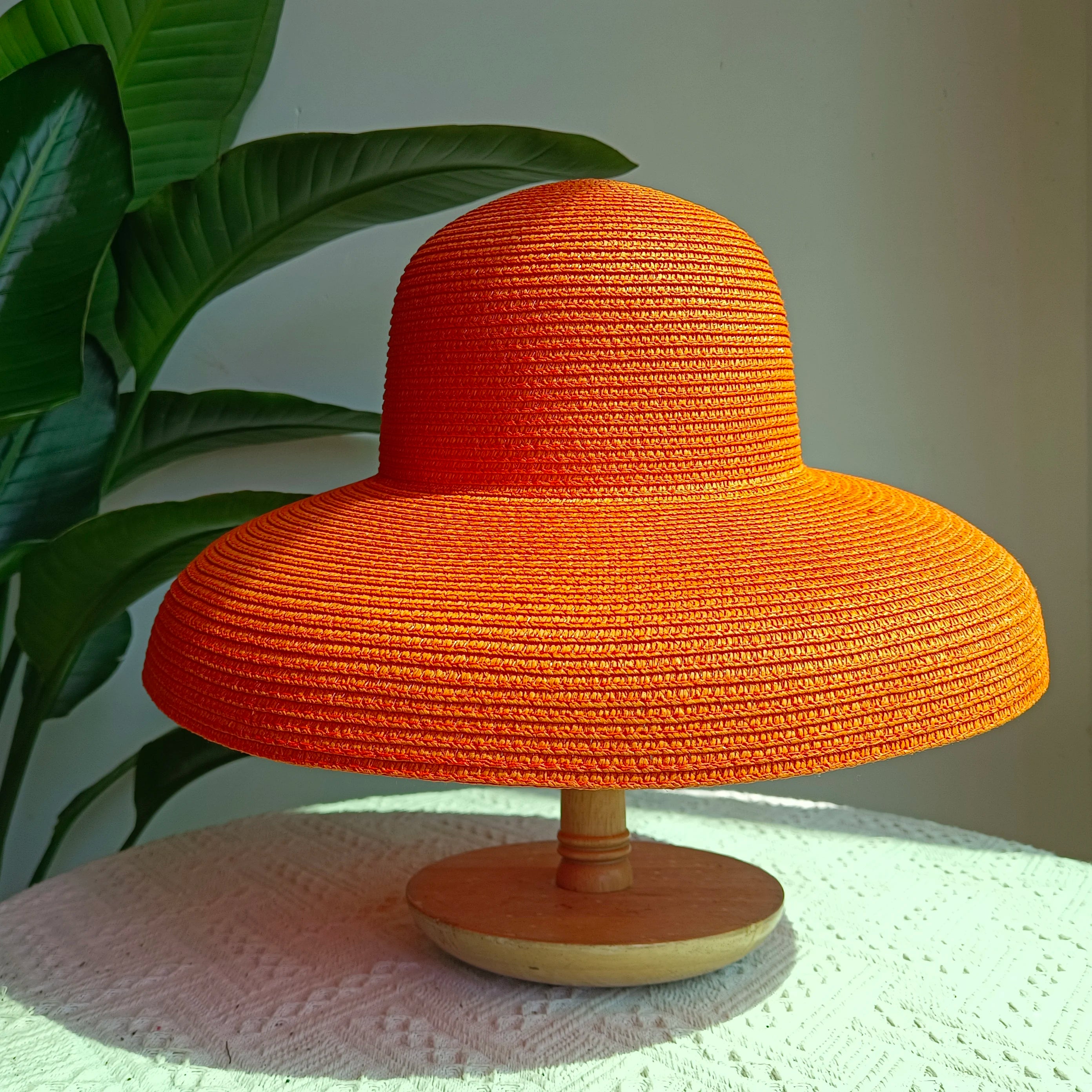 Straw Hepburn Sun Hat Wide Brim Foldable — Natural | KIMLUD