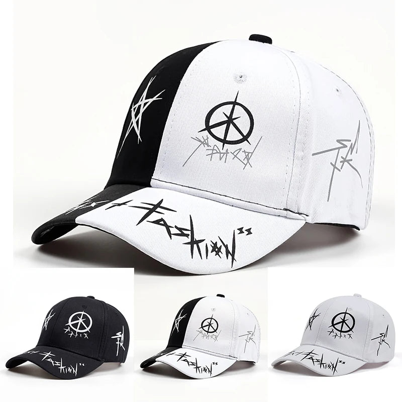 Snapback Baseball Cap Letter Pattern Printing — Black | KIMLUD