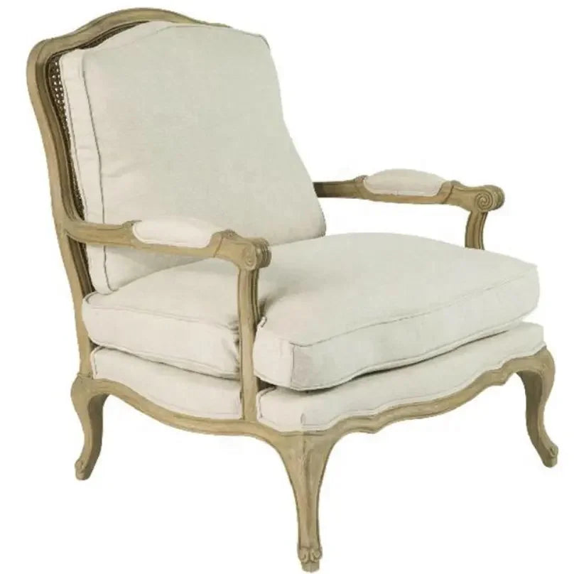 French farmhouse antique wooden armchair lounge living room furniture with stool accent chair