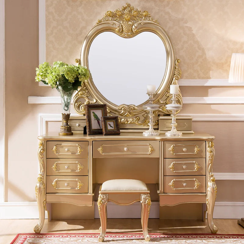 Ivory White Lacquered Dressing Table Six-Drawer — Ivory | KIMLUD