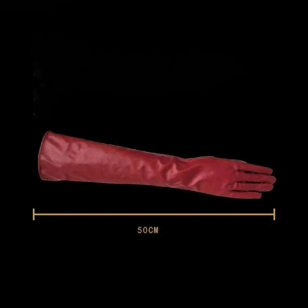 KIMLUD, Full Finger Gloves Windproof Dress Gloves Faux Leather Long Arm Gloves Costume Gloves For Dating Gifts, KIMLUD Womens Clothes
