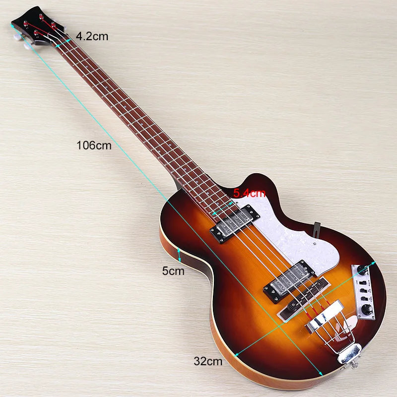 Flame Maple Violin Bass Guitar 41-Inch — Sunburst | KIMLUD