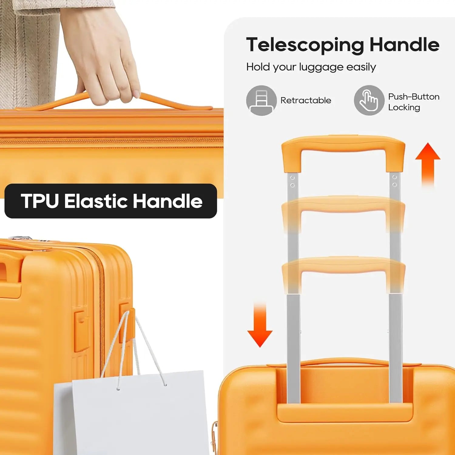 Joyway 5-Piece Travel Luggage Set, with Front Pocket PC Hardside Durable Suitcase, Duffel Bag and Toiletry Bag, TSA Lock