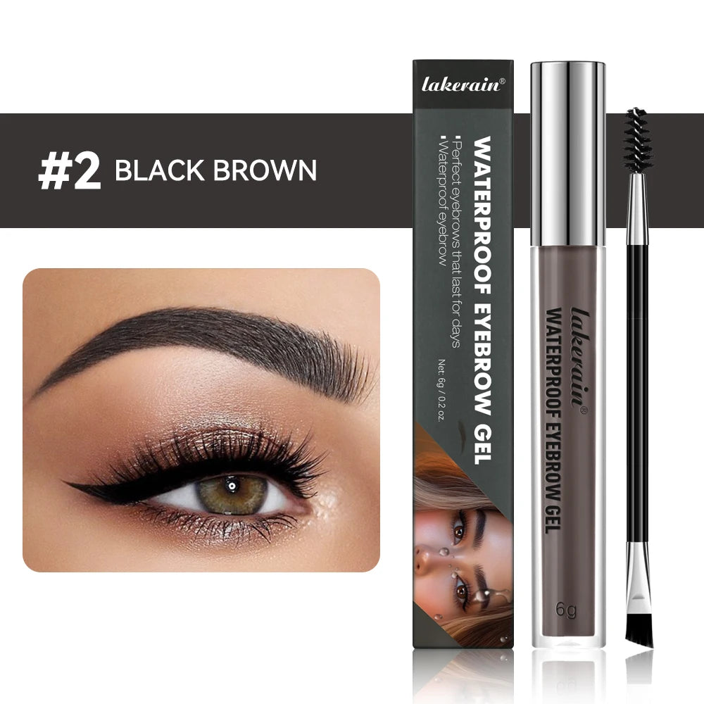 Waterproof Eyebrow Tint Gel Sweatproof Silky Texture Natural Look Long Wearing For Brunette Black Brown And Smoky Grey 4 Colors