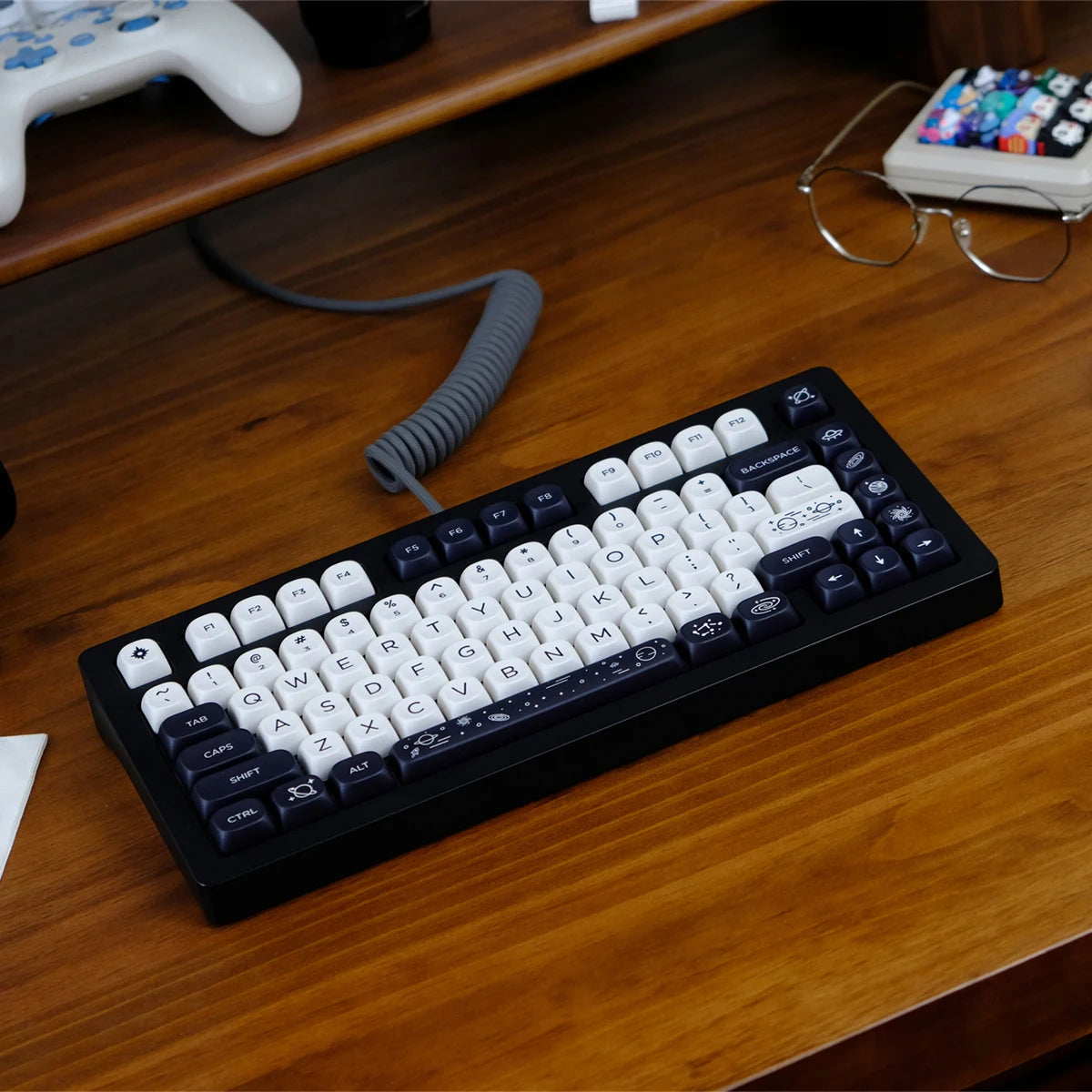 125 Keys Milky Way White Dye-Sublimation Keyboard Keycaps MOA Profile Cute PBT Key cap for Cherry MX Switches Gaming Keyboard