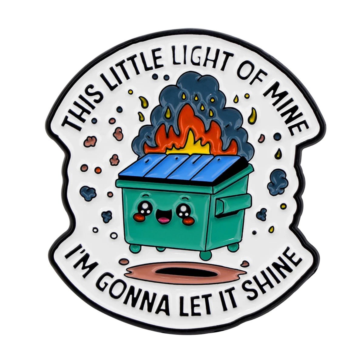 Enamel Pin Dumpster Fire Sarcastic Quote — Teal | KIMLUD