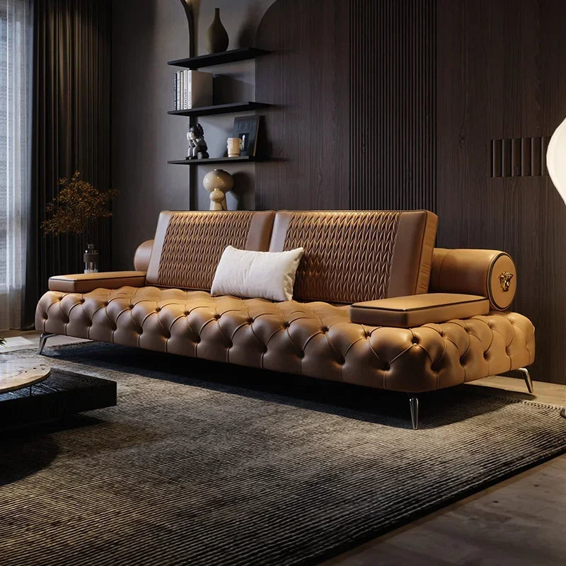 Armrest Large Filler Sofas European Brown Wood Modern Floor Salon Couch Recliner Luxury Nordic Divano Soggiorno Home Furniture