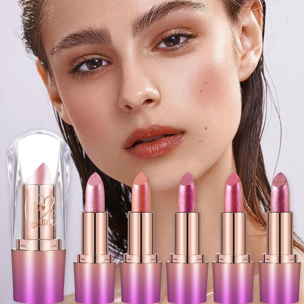 Metallic Lip Gloss Glitter Glaze Waterproof Long-Lasting — Bright Red | KIMLUD