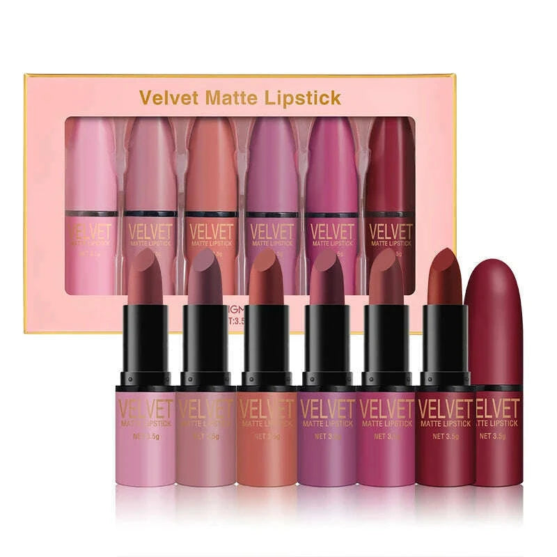langmanni-matte-lipstick-set-with-matte-finish-waterproof-and-not-easy-to-stick-to-cups-6-color-gift-box-lipstick-setkimlud-womens-fashion-34598840