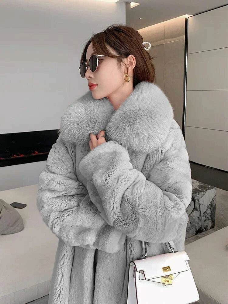 KIMLUD, 5XL Oversized Autumn Winter Faux Fur Coat Women Loose Long Plush Jackets Thick Warm OverCoat Female Large Fur Collar Parka 2023, KIMLUD Womens Clothes