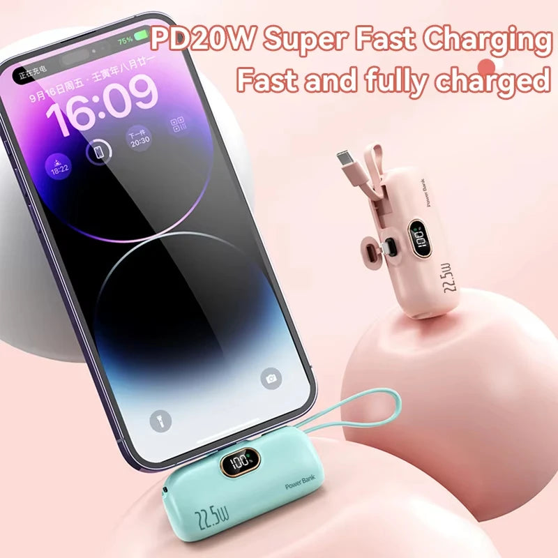 Xiaomi Mijia 30000mAh Mini Portable Power Bank Capsule Mobile Power Supply Emergency External Battery Fast Charger For iPhone 16