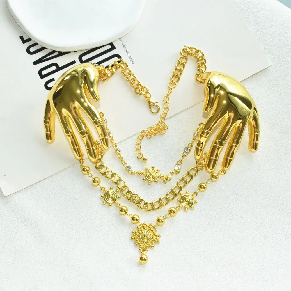 Choker Necklace – Hand Charms – Metal Alloy | KIMLUD