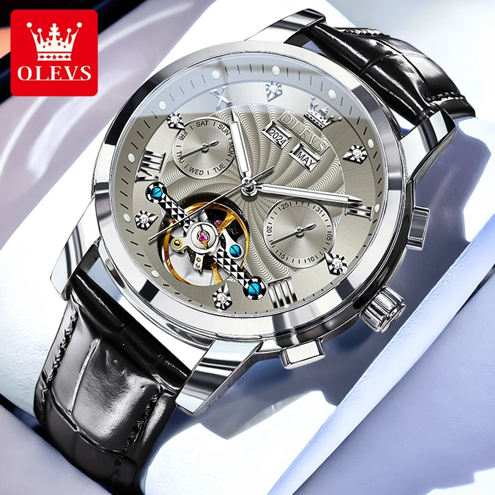 Skeleton Stainless Steel Watch Tourbillon — Silver | KIMLUD