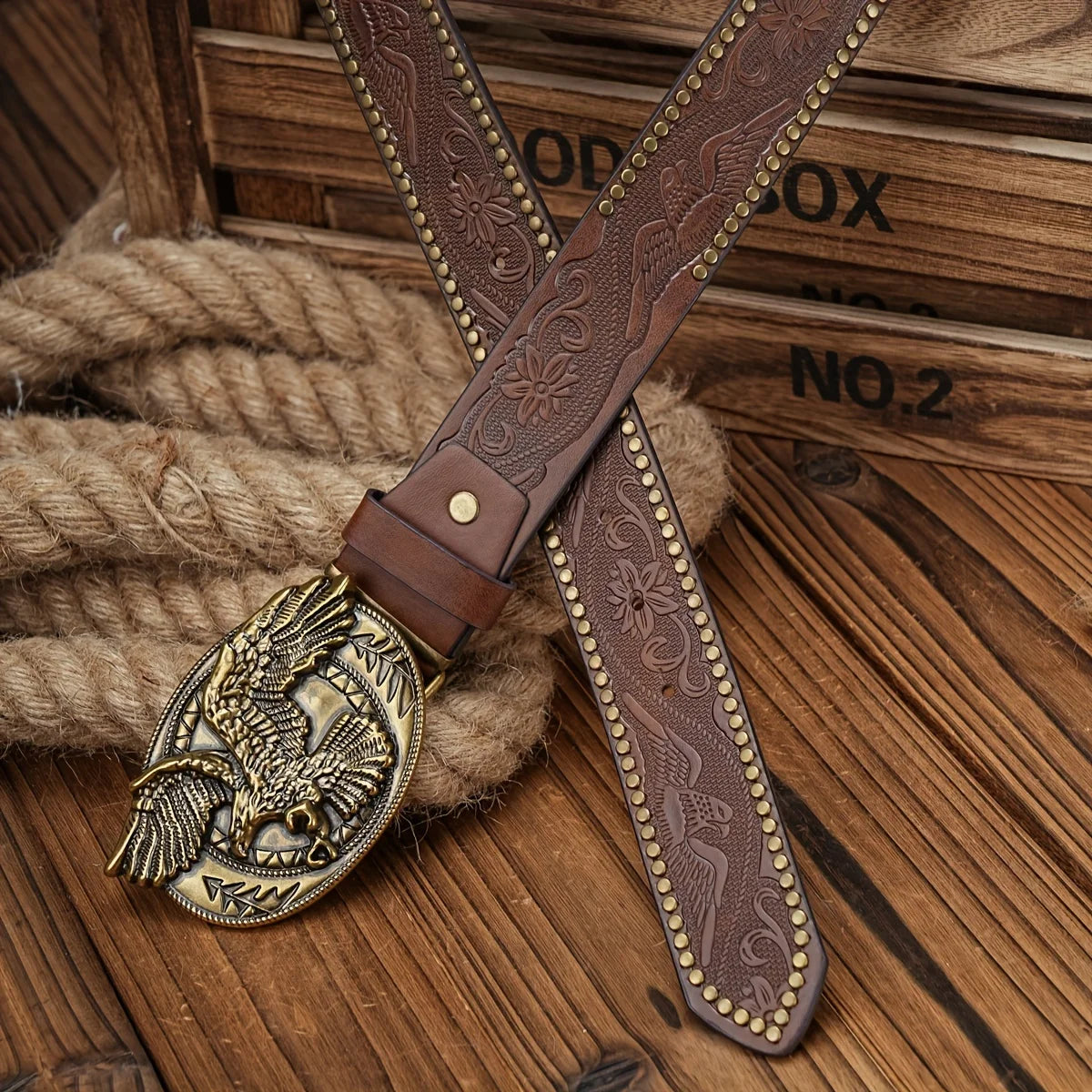 Belt – Western Denim – PU Leather – Brown | KIMLUD