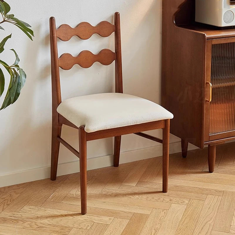 Solid Wood Dining Chair Household French Makeup Soft Bag Armrest Chair Light Luxury Balcony Backrest Silla Comedor Furniture
