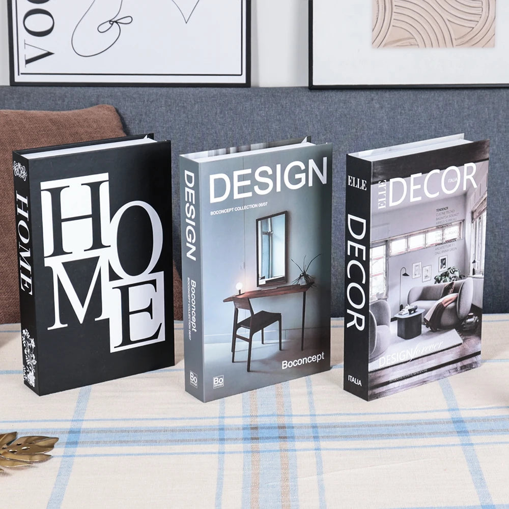 Foldable Faux Books Three-Piece Set for Couture Coffee Table Decor — Black | KIMLUD