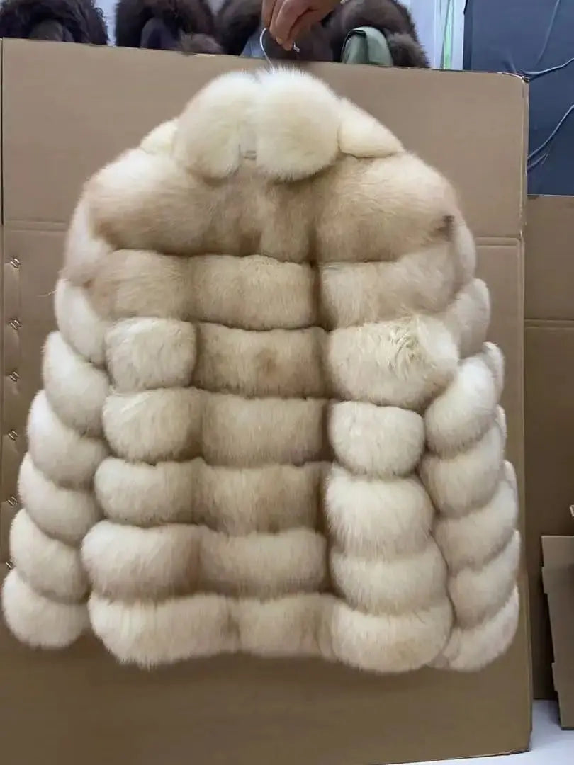 Fox Fur Coat – Winter High-End – Fox Fur – Colorful Sable | KIMLUD