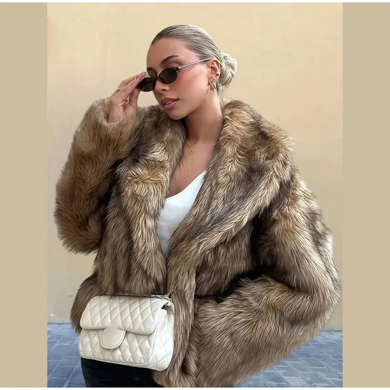 Winter Warm Thick Women Faux Fur Coats Luxury Oversized Long Coats Fleece Overcoat 2025 New Female Elegant Street Outerwear