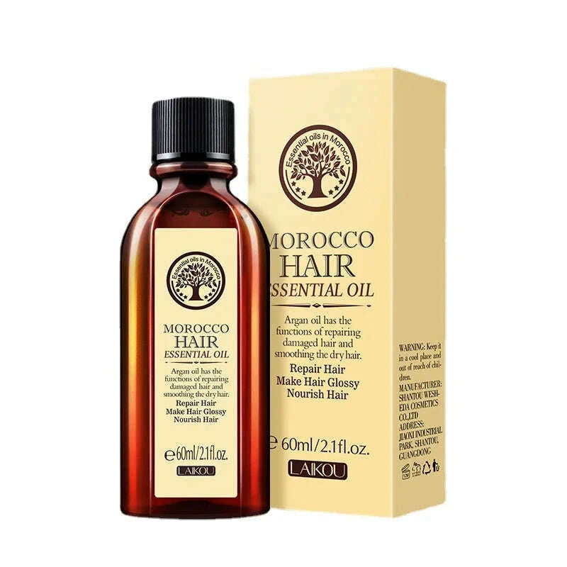 KIMLUD, Laikou Argan Hair Oil Essential Oil Natural Anti-hair Loss Prevent Hair Dry Soft Nourishing Frizz Damaged Repair Care 60ml, KIMLUD Womens Clothes