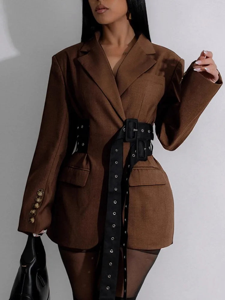 Blazer Coat - Lapel Blazer - Oversized Silhouette | KIMLUD
