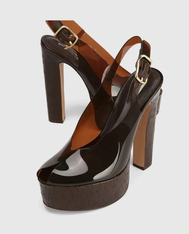 Sandals – Thick Sole High Heel Platform – Platform – Transparent | KIMLUD