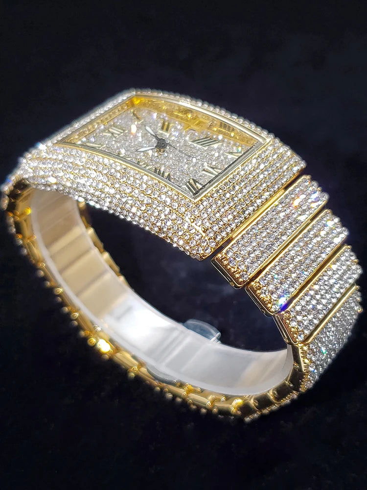 Gold-Tone Premium Rectangle Dial Watch — Gold | KIMLUD