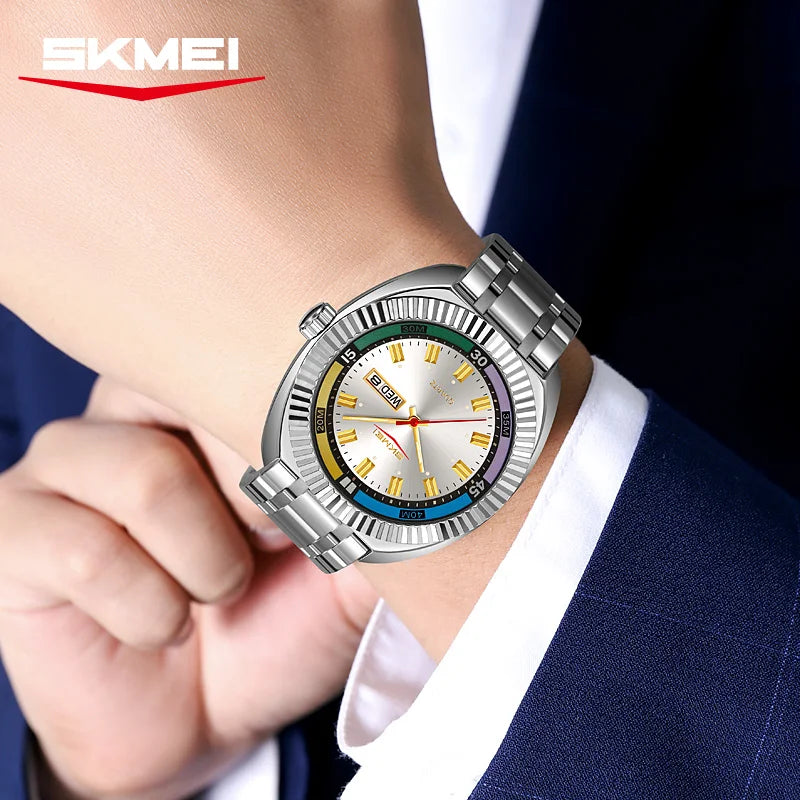 Men's quartz watch, fashionable business waterproof stainless steel watch, casual sports clock Reloj V179