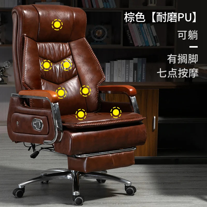 KIMLUD, Swivel Office Chair Recliner Vintage Leather Study Arm Office Chair Ergonomic Luxury Cadeira Para Computador Furniture Home, KIMLUD Womens Clothes