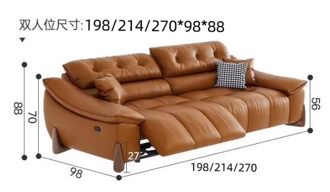 Velvet Waterproof Sofa Electric Sleeper Recliner, Armrest Loveseat, Modern Scandinavian Design — Caramel Tan | KIMLUD