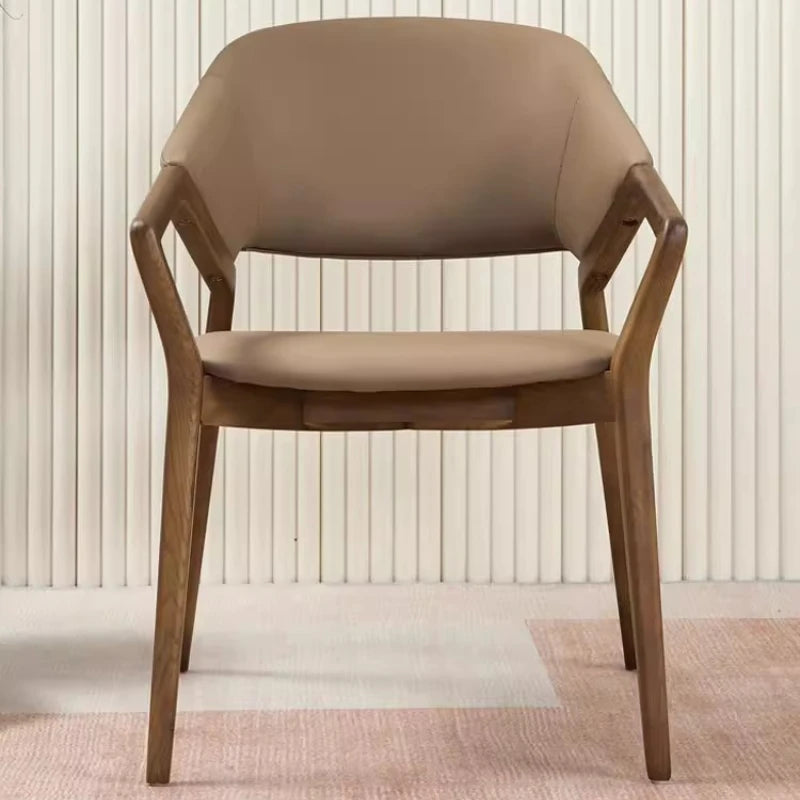 Nordic Chair Ivory Leather On Walnut Wood — Ivory | KIMLUD