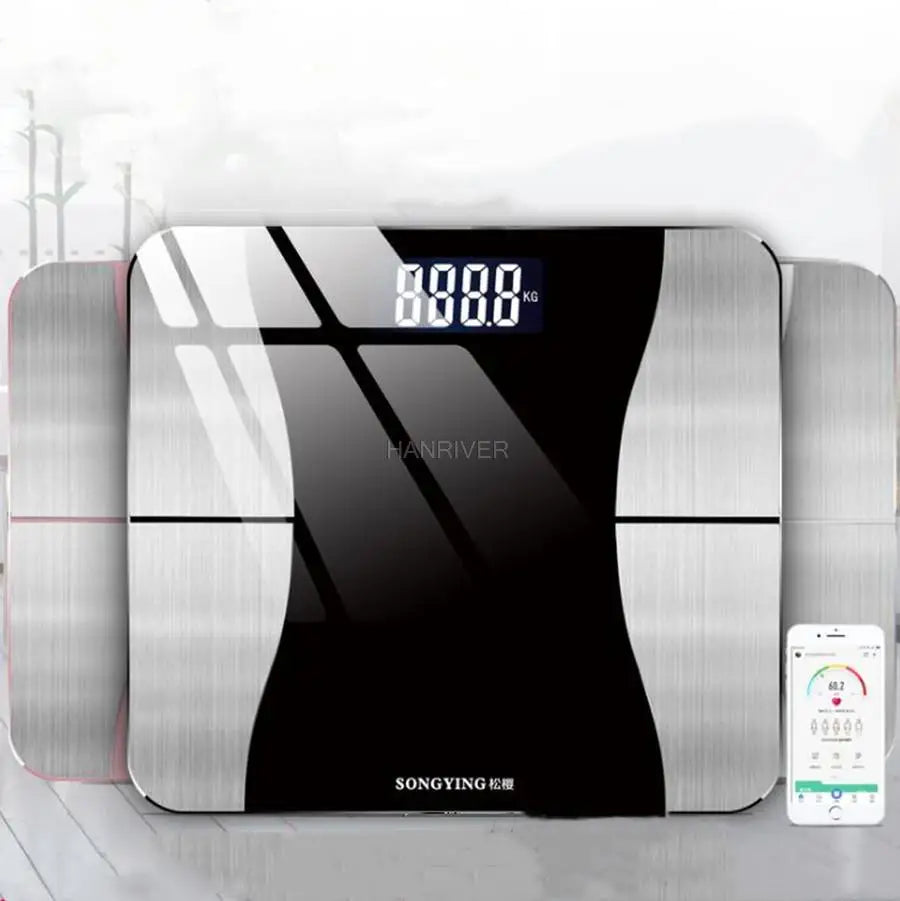 Tempered Glass Bluetooth Body Fat Scale With Smartphone App — Pink | KIMLUD