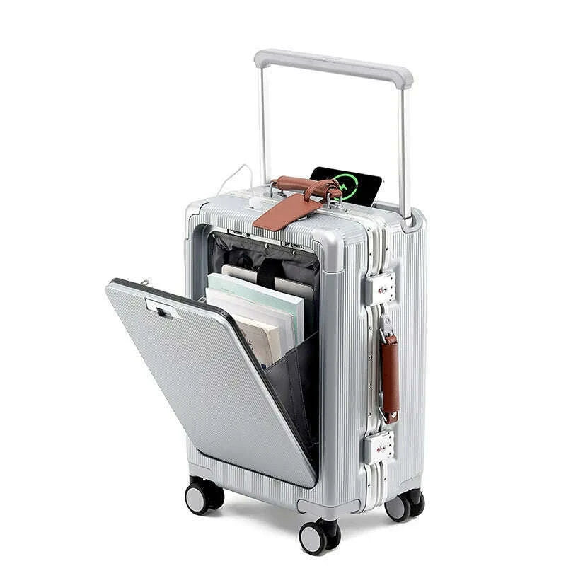 new-suitcase-wide-handle-front-opening-luggage-with-usb-cup-holder-2026-inch-suitcase-trip-cabin-carry-on-password-trolley-casekimlud-womens-fashion-34614440
