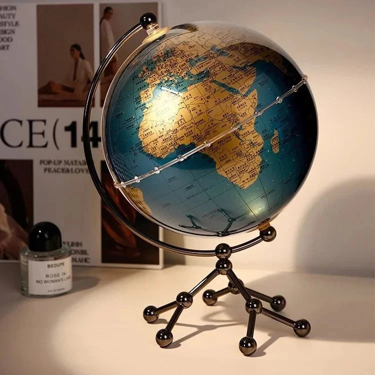 Polished Metal Globe Ornament Sculpture — Gold | KIMLUD