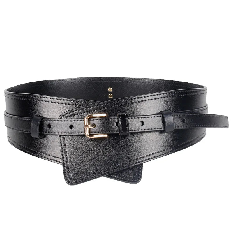 Belt – Wide Waistband – Cowhide Leather – Solid | KIMLUD