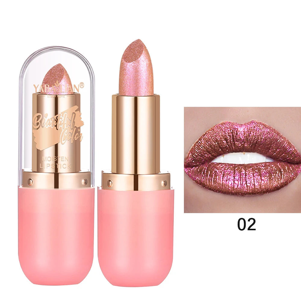 Color Changing Matte Lipstick With Glitter Diamond Finish — Metallic Violet | KIMLUD