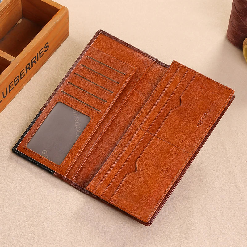 Wallet – Long Card Holder – Cow Leather – Silver | KIMLUD