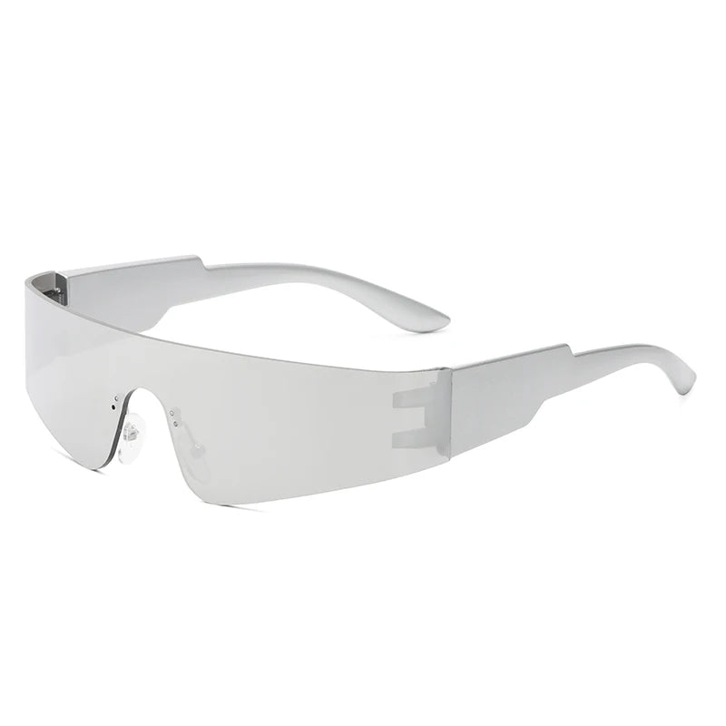Cycling Punk Eyeglasses Wrap Around Mirrored Lenses — Black | KIMLUD