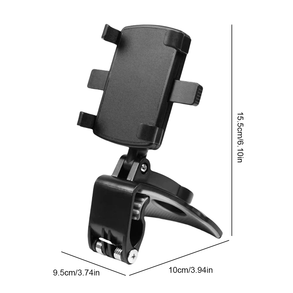 Multi-function Instrument Cluster Phone Holder 360 Degree Rotating Dashboard Adjustable Spring Clip Cell Phone Holder Foldable