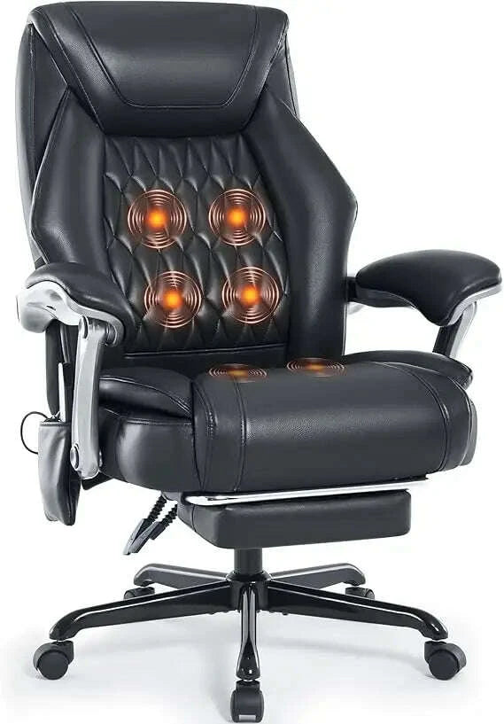 KIMLUD, Reclining Office Chair with Massage & Heat & Footrest, 6-Point Vibrations, Ergonomic Executive Computer Desk Chair with Padded S, KIMLUD Womens Clothes