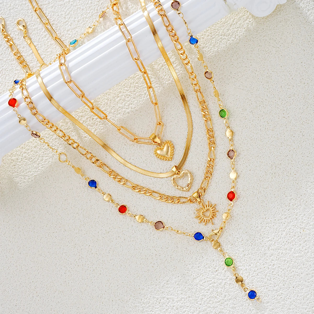 4Pcs/Set Simple Jesus Cross Pendant Choker Necklace for Women Trendy Colorful Crystal Chain Christian Daily Wear Jewelry Gifts