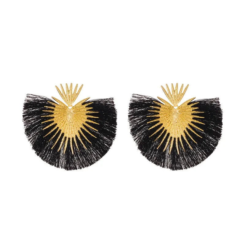 Drop Earrings Exaggerated Metal Tassel Long — Blue | KIMLUD