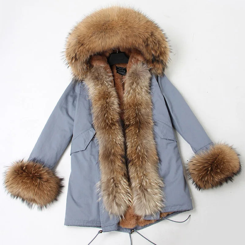 2023 Super Hot Winter Jacket Hooded Long Overcoat Parkas Female Clothes Removable Real Fox Fur Collar Coats Woman