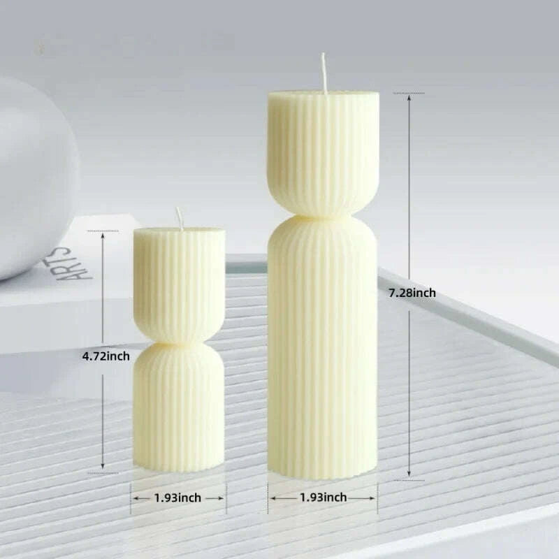 KIMLUD, Aromatherapy candles, large pillar ribbed decorative candles, soy wax, suitable for gifts, room shelves, home ribbed decoration, KIMLUD Womens Clothes