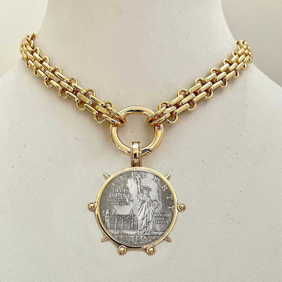 Copper Orla Coin Pendant Necklace — Copper | KIMLUD