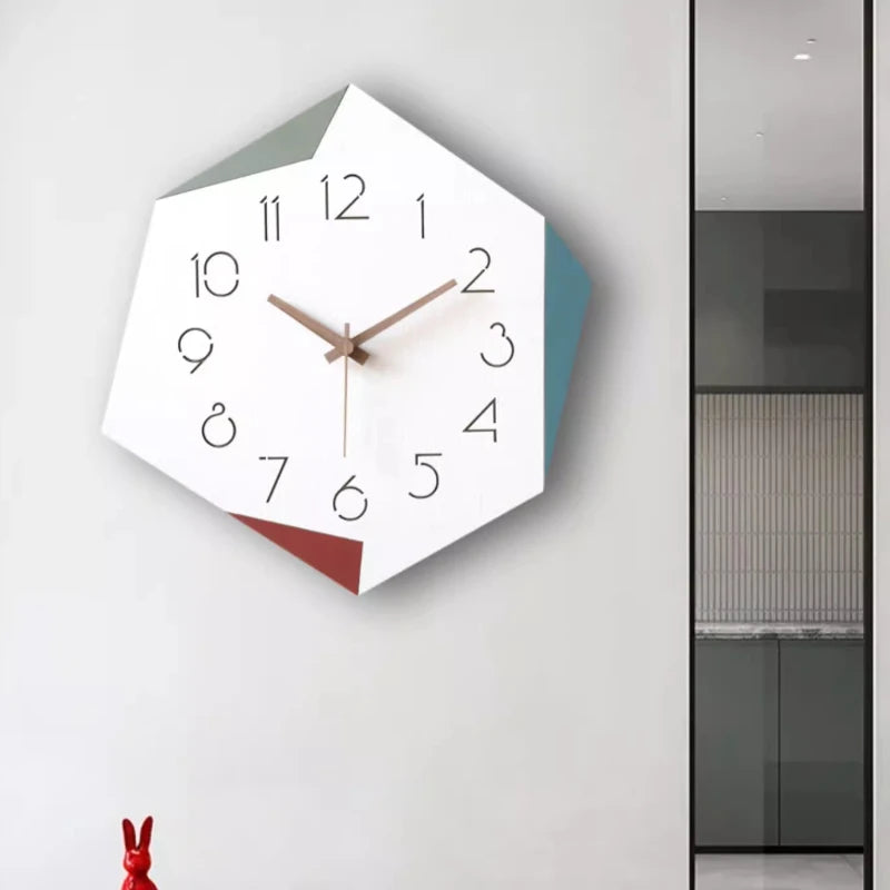 Modern Digital Wall Clock Abstract Geometric Dial Nordic Aesthetic — White | KIMLUD