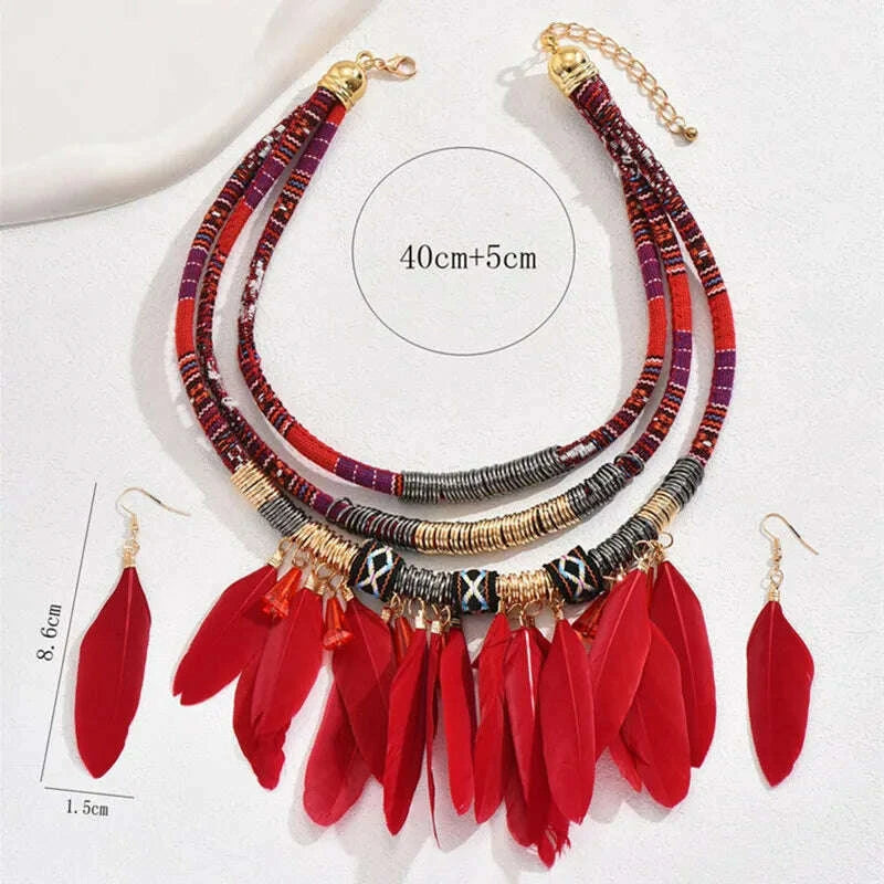 fashion-vintage-ethnic-feather-choker-necklace-earrings-set-for-women-multilayer-nekclace-earrings-jewelry-setskimlud-womens-fashion-34624543