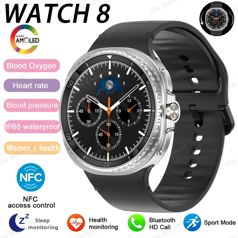 New Watch 8 Ultra Smart Watch Rotating dial Health Monitor Bluetooth Call Sports Mode NFC IP68 Waterproof Smartwatch Men Women